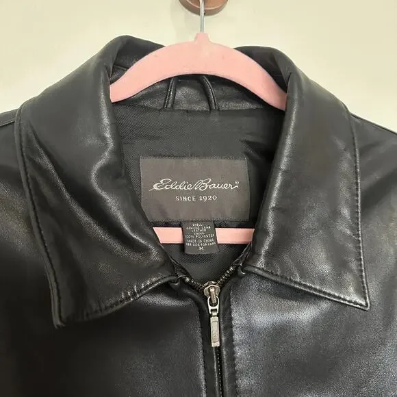 Vintage Eddie Bauer Mens M Lamb Leather Jacket Collared Classic